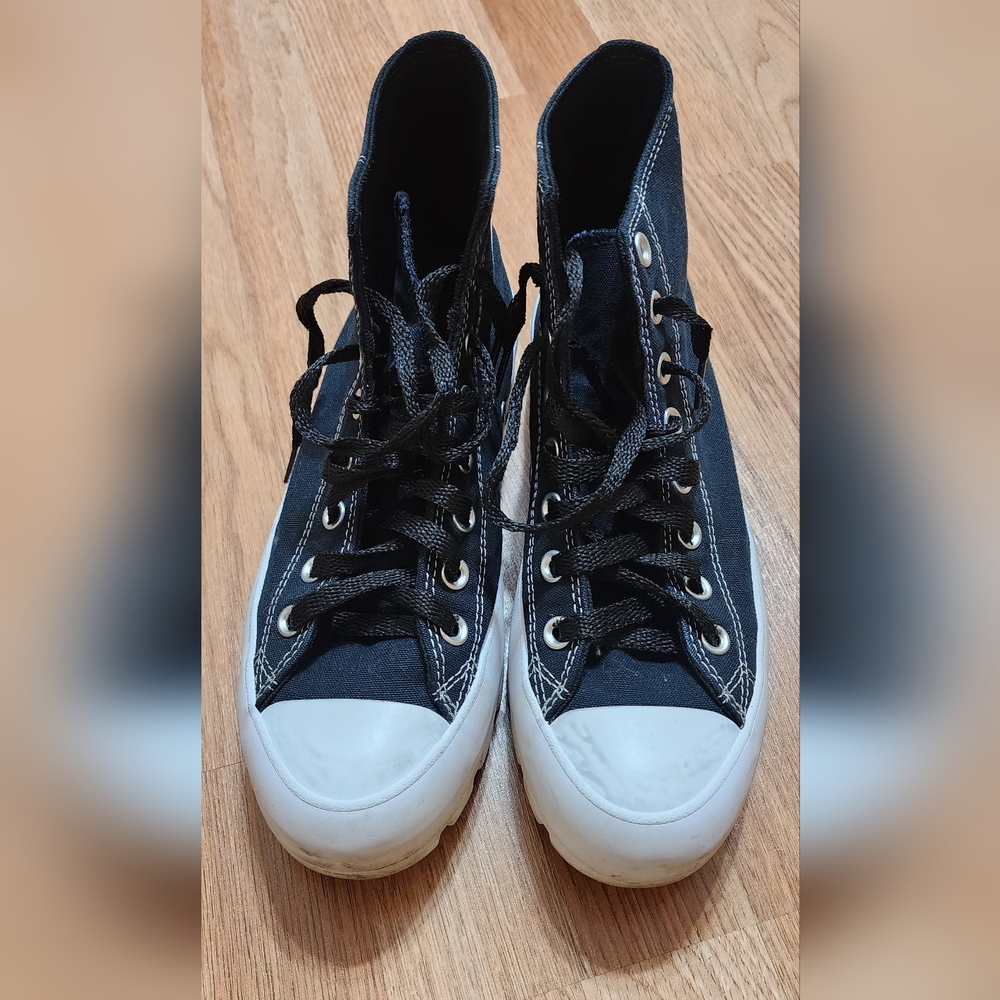 Converse Black and White High-Top Sneakers Size 9 - Picture 6 of 9